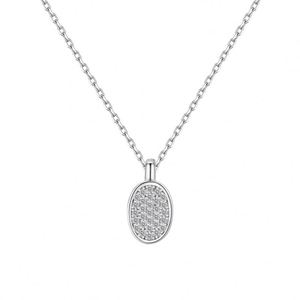 Collier pendentif ovale en forme de haricot en argent S925 avec zircone 5A, design personnalisé unique Dylam, fournisseur de bijoux en argent fin de haute qualité - Product Image 1