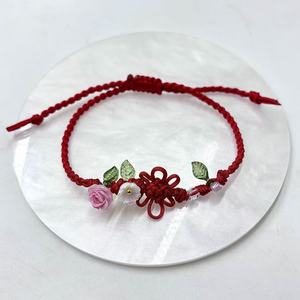 Chinese Knot Red Braided <strong>Bracelet</strong> <strong>Cute</strong> Little Flower Friendship <strong>Bracelet</strong> - Product Image 3