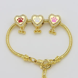 HD355, Colgante de Oro de 18K con Forma de Corazón y Pata de Oso, con Circonitas de Colores, para Pulseras y Collares DIY, Accesorios para Mujer - Product Image 1