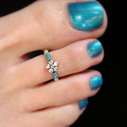 Colorful Flower Rice Beads Toe Rings