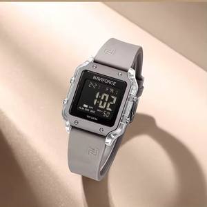 สำหรับนาฬิกาดิจิตอลทรงสี่เหลี่ยมเรียบง่ายแฟชั่นสตรีแสดงเวลาวันที่สัปดาห์สายซิลิโคนกันน้ำ 3BAR - Product Image 3