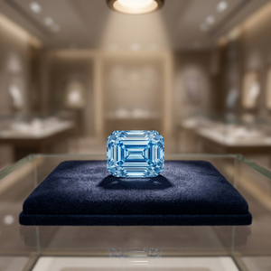 Diamant de laboratoire 1 carat VVS2 Radiant Fancy Blue taille émeraude, pierre précieuse lâche certifiée IGI pour la fabrication de bijoux, modèle AURA LUXURIA LG9 - Product Image 1