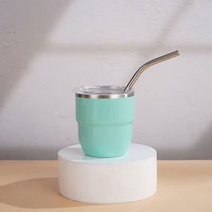 Wholesale Outdoor 4Oz Double Wall Stainless Steel Mini Thermos Bowl <b>Small</b> Wine Glass Coffee Mug <b>Cup</b> With Straw Lid - Product Image 4