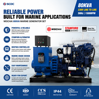 Groupe électrogène marin Weichai 80 KVA 230 V avec alternateur Stamford et contrôleur Deep Sea, générateur diesel pour bateau