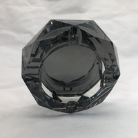 MH-AS004 Personnalisé logo octogone cendrier plaqué noir revêtement cristal verre cendrier cigarettes
