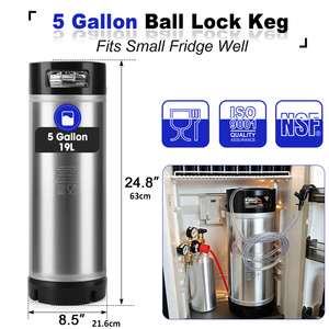 Новый пивной кег Ball Lock Corny на 5 галлонов (19 л) из нержавеющей стали 304 с двумя резиновыми ручками для домашнего пивоварения - Product Image 5
