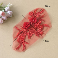 Dentelle rouge vin 3D fleur Rivet perles broderie robe de mariée Appliques couture Patch pour robe de bricolage
