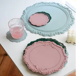 餐桌食品级硅胶餐垫欧式蕾丝隔热板垫防烫蕾丝杯垫桌垫