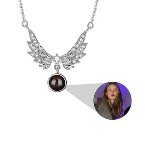 Kalung sayap malaikat Shopify Drops-agen pengiriman foto kustom DIY kalung proyeksi malaikat pelindung perhiasan mode
