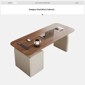 Escritorio Modular Moderno Estilo Crema Estudio en Casa Escritura Computadora Escritorio Luz Lujo Madera Escritorio de Oficina con Almacenamiento - Product Image 6