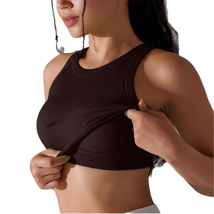 Wholesale Summer Women's Casual Short Vest Thread Sleeveless Inner Wear Camisole Tank Tops with Fixed <b>Pad</b> - Product Image 3
