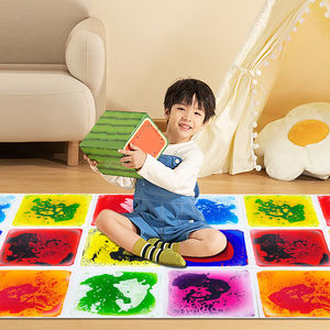 Esteras sensoriales para Autismo de 50CM, almohadilla de <span class=keywords><strong>Gel</strong></span> para azulejos líquidos de suelo cuadrado para aliviar el estrés educativo, juguetes para niños - Product Image 5