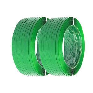 Sangle en <span class=keywords><strong>PET</strong></span> gaufrée verte, épaisseur personnalisée, prix de gros, emballage manuel, biodégradable, certifiée ISO9001, résistance à la traction 50kg-270kg - Product Image 2
