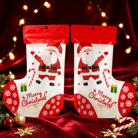 Pochette d'emballage de Noël spéciale en forme de sachet, refermable avec fermeture éclair, en Mylar, pour bonbons et chocolats