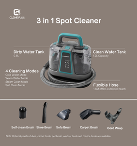 Limpiador a Vapor Eléctrico Ligero Compass DC442 con <span class=keywords><strong>Limpieza</strong></span> Profunda <span class=keywords><strong>en</strong></span> Húmedo/<span class=keywords><strong>Seco</strong></span> para Alfombras, Tapicería, Hogar, Auto y Hotel - Product Image 6
