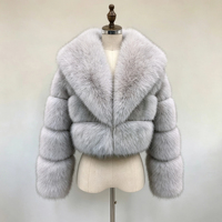 Manteau de mode pour femmes, nouveau style, avec empiècements en fourrure de renard synthétique, col en fourrure longue, longueur courte, tissu en laine