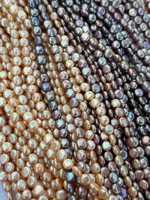Perles d'eau douce naturelles en gros, formes boutons, pièces de monnaie, trous droits, colorées 8-9mm, 44 pièces, blanc rose violet, forme pièce de monnaie