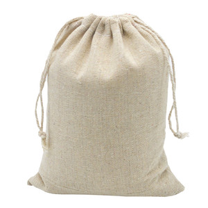 Petite pochette en lin calicot recyclé avec logo personnalisé, couleur naturelle, sac à bijoux promotionnel avec design d'entreprise - Product Image 5
