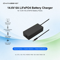 Chargeur de batterie LifePO4 14,6 V 6 A, mode de charge CC CV pour pack de batteries LifePO4 Lipo 4S 12 V 12,8 V, chargeur de batterie LifePO4 14,6 V 6 A