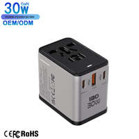 Adaptateur de voyage IBD GaN 30W PD QC3.0 à charge rapide avec prises USB-C et USB-A pour ordinateur portable, écouteurs et téléphone portable