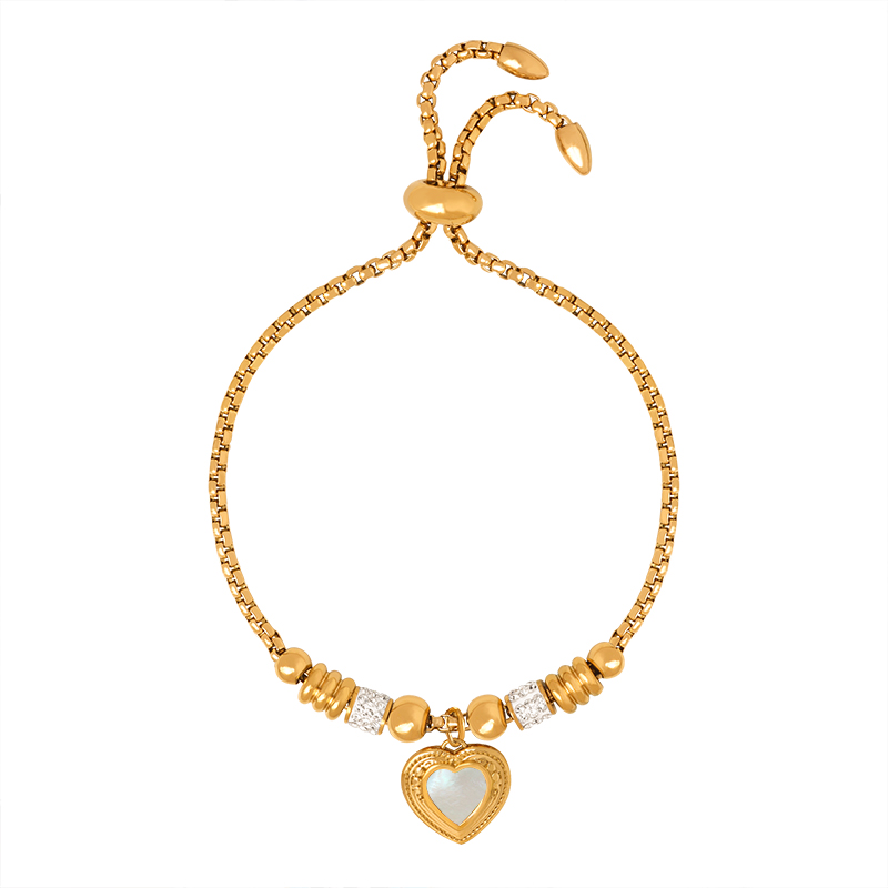 E463 Gold Bracelet-white shell