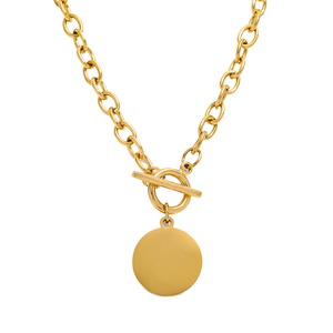 Collier ras du cou pour femme, style punk simple, plaqué or 18 carats, avec chaîne à maillons et fermoir OT, en acier inoxydable, étanche et inaltérable, idéal comme cadeau - Product Image 4