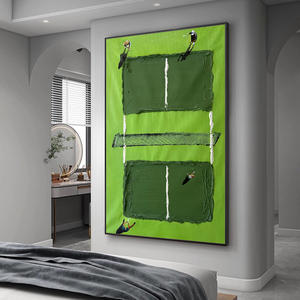 <span class=keywords><strong>Affiche</strong></span> murale abstraite originale sur le thème du <span class=keywords><strong>tennis</strong></span>, peinture à l'huile sur toile texturée épaisse peinte à la main, décoration moderne pour salon et maison - Product Image 2