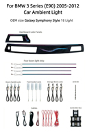 Kit d'éclairage d'ambiance intérieur pour voiture, panneau décoratif LED dynamique type symphonie galaxie, compatible avec BMW Série 3 E90 2005-2012