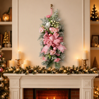Nouvelle Guirlande Décorative Rose Tendance à Aiguilles de Pin Artificielles, Non Lumineuse, Moderne, 25 cm, pour Décoration de Porte de Mariage