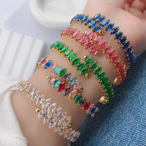 Pulsera de tenis de circonia cúbica, brazalete con diamantes brillantes, diseño geométrico, clásico, Glamour, colorido, 24k, <span class=keywords><strong>2022</strong></span> - Product Image 4