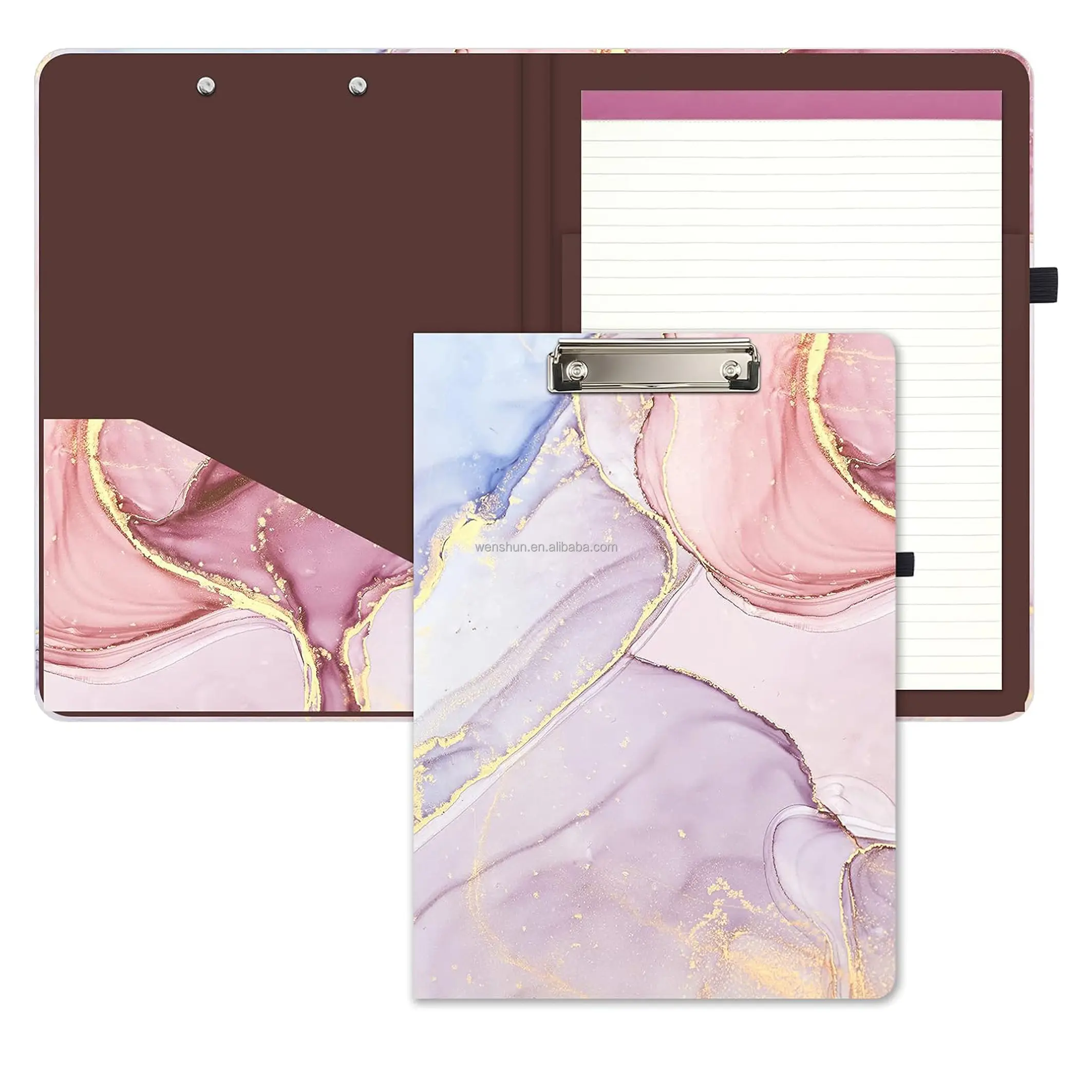9.2x12.8'' Clipboard Folio with Refillable Lined Notepad and Interior Storage Pocket for Students