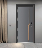 Prix approprié Gris foncé Extérieur moderne Portes d'entrée de luxe de luxe avec sécurité avant et empreinte digitale avec serrure intelligente
