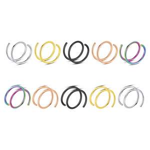 709 joyería de moda para el cuerpo, Piercing para el cartílago de la oreja de acero inoxidable, anillo de <span class=keywords><strong>doble</strong></span> aro, anillo de nariz en espiral chapado en oro - Product Image 6