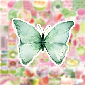 100 pegatinas de PVC impermeables con diseño de dibujos animados, bonitas, rosas y verdes, estilo VSCO, con grafiti, troqueladas e impresas para decoración de portátiles, botellas y comida Kawaii - Product Image 3