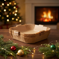 Papier de cuisson carré pour friteuse à air, résistant aux hautes températures et anti-fuite, papier sulfurisé en silicone double face 50-200 pièces, avec option OEM