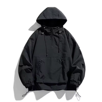 Veste à capuche vintage avec poche avant en nylon personnalisé coupe-vent imperméable coupe-vent pour hommes