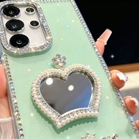 Étui de téléphone portable Kkcases Luxury Glitter Kitty TPU antichoc avec support pour S25 Ultra/S23/S24, fabriqué en Chine