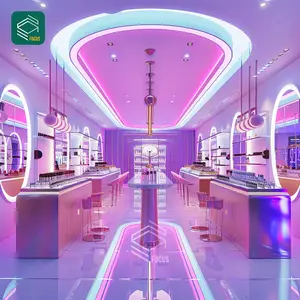 Shop Design Wood Cosmetic Retail Store Display Perfume Stand Display Wig Shop Display Furniture Beauty Kiosk