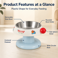 Gamelle surélevée au design ludique crème glacée pour faciliter l'alimentation des petits animaux et garder les coins de la mangeoire propres – Gamelle quotidienne surélevée pour animaux de compagnie