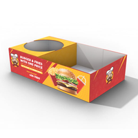 Boîte d'emballage pour hamburger avec boîte à café intégrée pour restaurant, emballage épais pour toast aux œufs, plateau en papier pour boissons