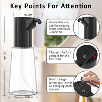 Distributeur automatique de savon moussant sans contact 450 ml/15,2 oz, rechargeable par USB-C, avec capteur infrarouge, pour salle de bain
