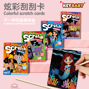 Keybaby - Tarjetas de Rascar Personalizadas 2026, Libro de Papel <span class=keywords><strong>para</strong></span> Rascar Negro con Diseños de Anime y Animales, <span class=keywords><strong>para</strong></span> Dibujar y Pintar, Juguete <span class=keywords><strong>para</strong></span> Niños y Padres - Product Image 2