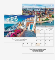 Calendriers muraux personnalisés Europe 2027 imprimés sur mesure, logo personnalisé, cadeau promotionnel, vente en gros, qualité supérieure