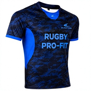 Camiseta de Rugby Sublimada de Manga Corta para Hombre, Cuello en V, Ajustada, con Protección UV, Poliéster y Spandex - Product Image 1