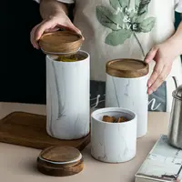 Set Botol Kedap Udara Keramik Marmer Antik, Toples Penyimpanan Makanan Keramik Wadah Kedap Udara Keramik Set Kaleng