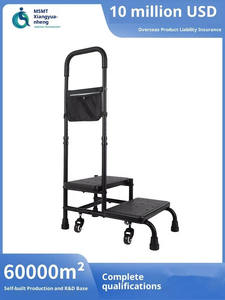 Tabouret à deux <span class=keywords><strong>marches</strong></span> à double niveau à roulettes avec lumière LED, sac de rangement, repose-pieds pour personnes âgées, tabouret de canapé, tabouret de chevet, tabouret de toilette, tabouret élévateur - Product Image 6