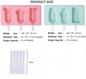 Moldes personalizados para paletas de hielo al por mayor, moldes caseros para cubitos de hielo de silicona, máquina de hielo reutilizable de fácil liberación <span class=keywords><strong>con</strong></span> <span class=keywords><strong>palos</strong></span> - Product Image 2