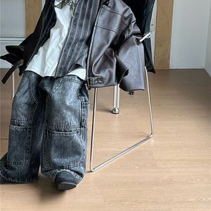 Ropa de calle de otoño 2025, ropa personalizada para niños, pantalones <span class=keywords><strong>vaqueros</strong></span> rectos de gran tamaño para niños, pantalones <span class=keywords><strong>vaqueros</strong></span> para niños - Product Image 3