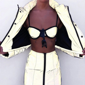 <strong>Fashion</strong> Hipster Bottoming Strap Bra 100% Polyester Printed Night <strong>Club</strong> Sexy Silver Reflective Bra for Girls