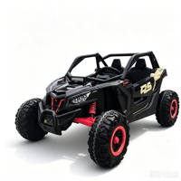 Voiture électrique tout-terrain à quatre roues pour enfants avec double siège, télécommande, et fonction poussette parent-enfant, alimentée par batterie